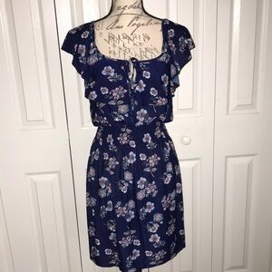 Chic Navy Floral Midi Dress two ways wear.